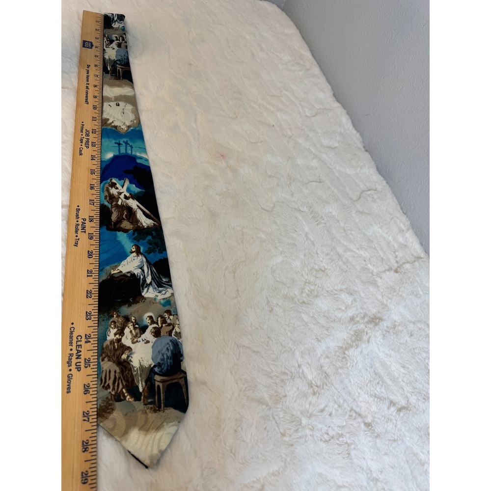 Gospitality Soul Winning Tie Mens Blue Religious Jesus Last Supper Crucifixion - Picture 10 of 10